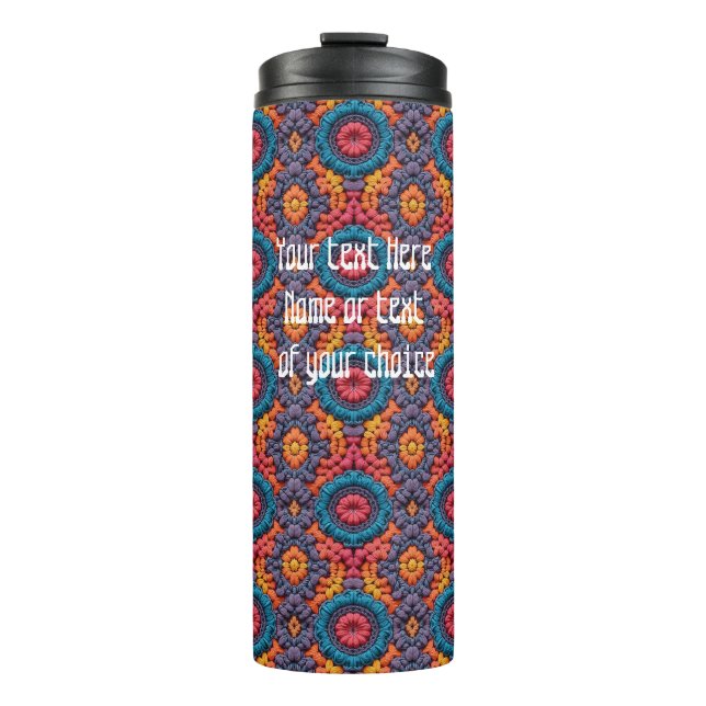 Termo Groovy Vibes Crochet Personalizar Nombre Colores B (Anverso)