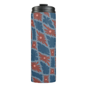 Termo Groovy Wavy Trippy 60 Flores Cheques Rojo Azul