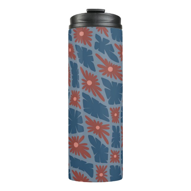 Termo Groovy Wavy Trippy 60 Flores Cheques Rojo Azul (Anverso)