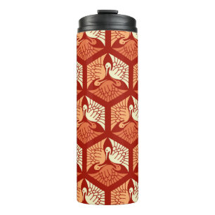 Termo Grullas Japonesas, Naranja Mandarina y Claro