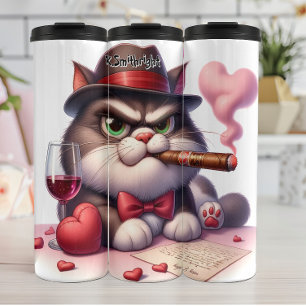 Termo Grumpy Cat Mobster con cigarro