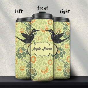 Termo Grunge Hummingbird Chica floral amarillo Art Nouve
