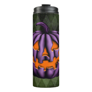 Termo Grunge verde de calabaza morada de Halloween