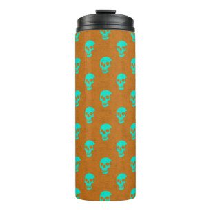 Termo Grungy Anatombe Skull Polkadots naranja verde