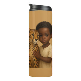 Termo Guepardo y niño: Vínculo de lo salvaje e inocente