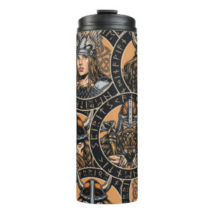 Termo Guerreros de Viking: Colorido patrón de época