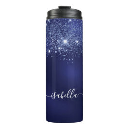 Termo Guión de nombre de purpurina azul