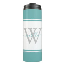 Guion moderno monogramado azul turquesa