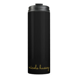Termo Guión negro y dorado | Monograma moderno elegante