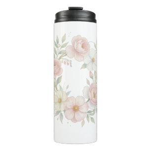 Termo Guirnalda floral pastel elegante de diseño botánic