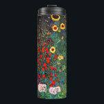 Termo Gustav Klimt Flower Garden<br><div class="desc">Tumbler termal con el jardín de la granja de pintura al óleo de Gustav Klimt con girasoles (1907). Un bonito jardín de girasoles y exquisitos flores azules,  rojas,  violetas,  rosas y blancas. Un gran regalo para los amantes del arte Art Nouveau y austriaco.</div>