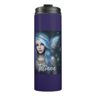 Termo Hada azul mística etérea personalizada