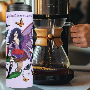 Termo hada morado morado de hongo rojo gótico