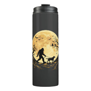 Termo Halloween Bigfoot Labrador Caminando Bajo Luna Lle