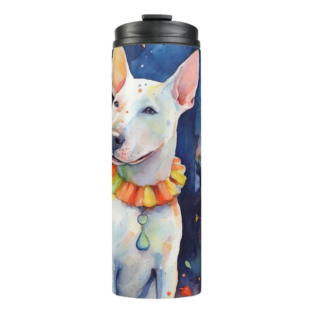 Termo Halloween Bull Terrier con calabazas aterradoras (Anverso)