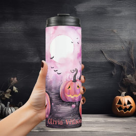 Termo Halloween Calabaza rosa personalizada
