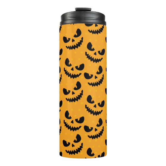 Termo Halloween: caras de miedo, estilo vintage. (Anverso)