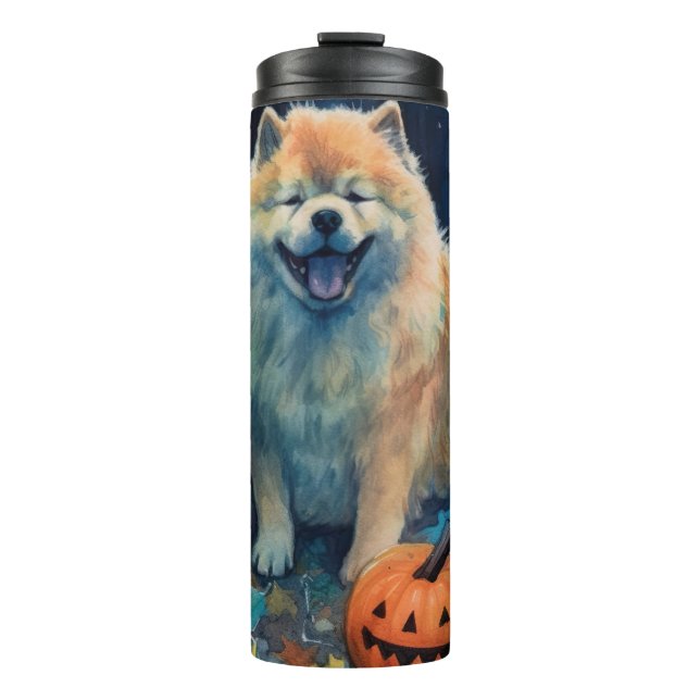 Termo Halloween Chow Chow Con Calabazas Asustadas (Anverso)