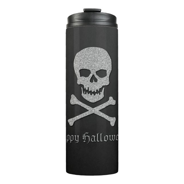 Termo Halloween con calaveras plateadas y cruces (Anverso)