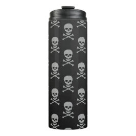 Termo Halloween con calaveras plateadas y cruces
