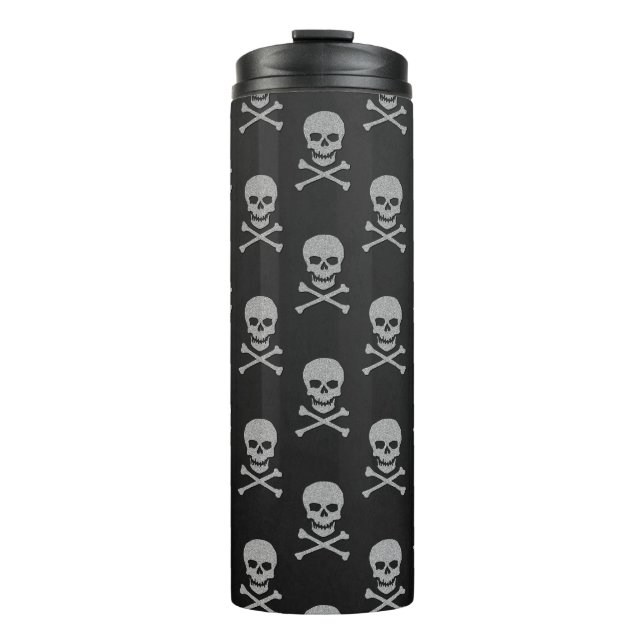 Termo Halloween con calaveras plateadas y cruces (Anverso)