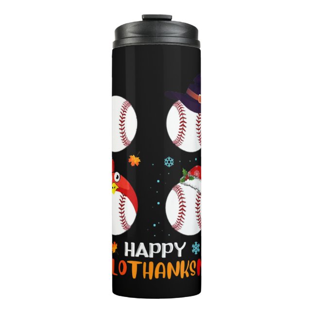 Termo Halloween De Béisbol Y Feliz Navidad (Anverso)