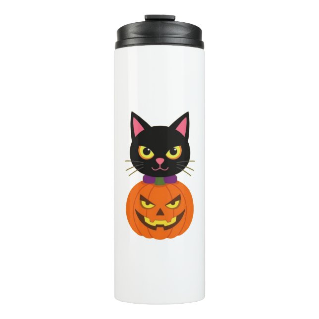 Termo Halloween de Black Cat & Jack-O'-Lantern espeluzna (Anverso)
