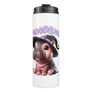 Termo Halloween de Brujas Moo-Deng Hippo Cute Bebé Pigmy