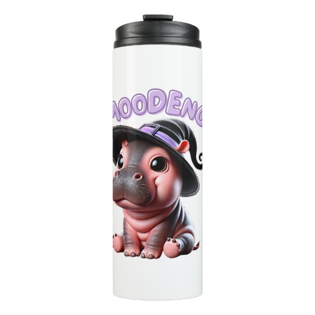 Termo Halloween de Brujas Moo-Deng Hippo Cute Bebé Pigmy (Anverso)
