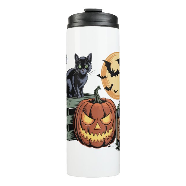 Termo Halloween de cerveza de gato de calabaza (Anverso)