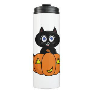Termo Halloween de gato negro lindo