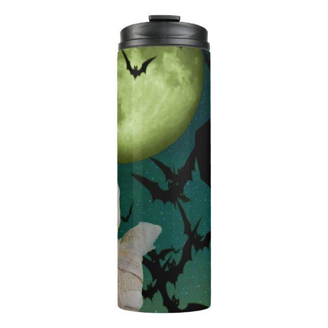 Termo Halloween de momia, murciélago y luna (Anverso)