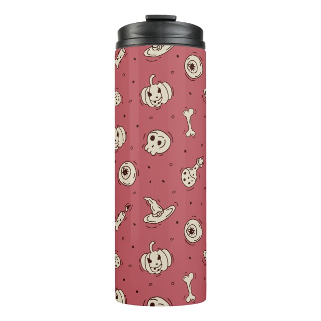 Termo Halloween de ortografías y esqueletos (Anverso)