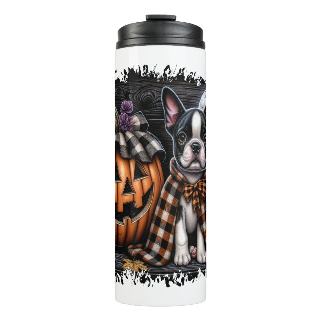 Termo Halloween del perro de Boston Terrier (Anverso)