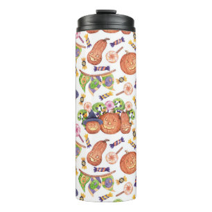 Termo Halloween dibujado a mano: Patrón de acuarela bril
