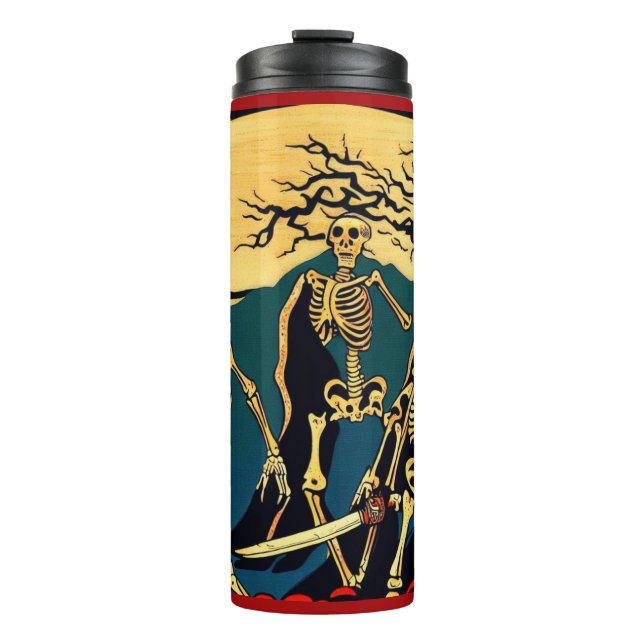 Termo Halloween - Esqueletos Woodcut 4 Tumbler térmico (Anverso)