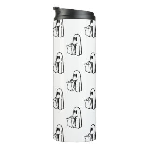 Termo Halloween, Fantasma Blanco Lindo, Truco o Trato, B