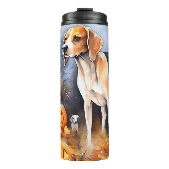 Termo Halloween Foxhound Americano Inglés con Calabazas (Anverso)