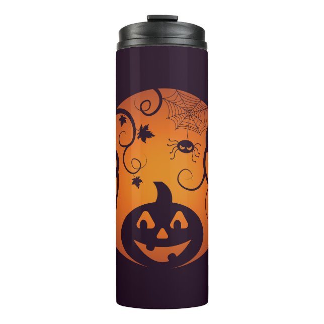 Termo Halloween Jack o linterna cara de calabaza y araña (Anverso)