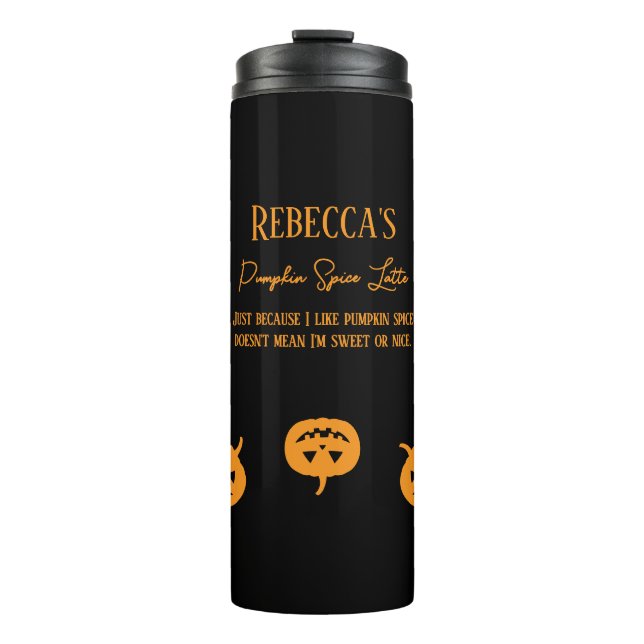 Termo Halloween Naranja Calabaza Dulce o Niza (Anverso)