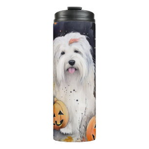 Termo Halloween Old English Sheepdog con calabazas Espan