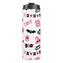 Termo Halloween rosa y negro