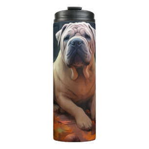 Termo Halloween Shar Pei con calabazas aterradoras