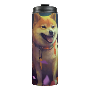 Termo Halloween Shiba Inu con calabazas aterradoras