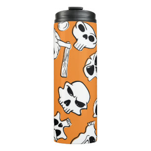 Termo Halloween Skulls Bones Doodle Pattern