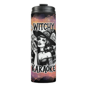 Termo Halloween Vintage Pin-up Witchy Karaoke