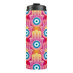 Termo Hamsa mística: diseño ornamentado sin fisuras.
