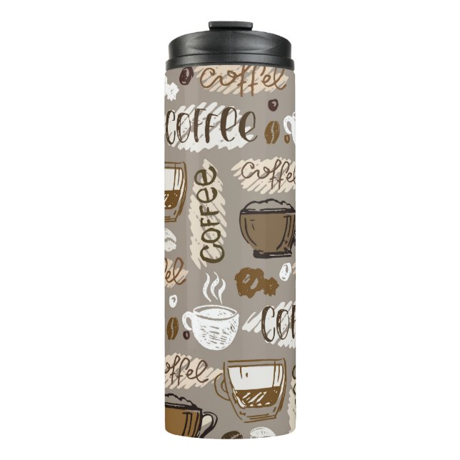 Termo Hand drawn doodle coffee pattern background (Anverso)