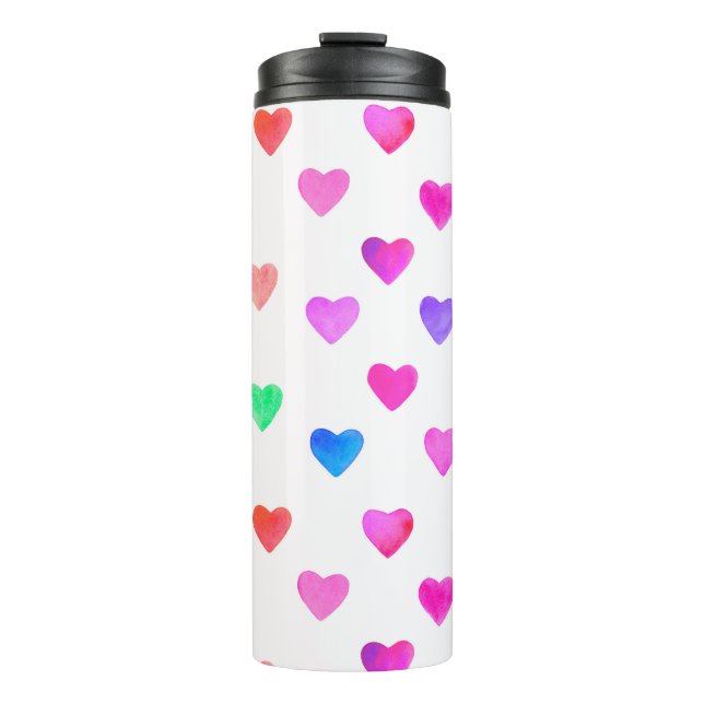 Termo hand painted watercolor hearts pattern Valentine's (Anverso)