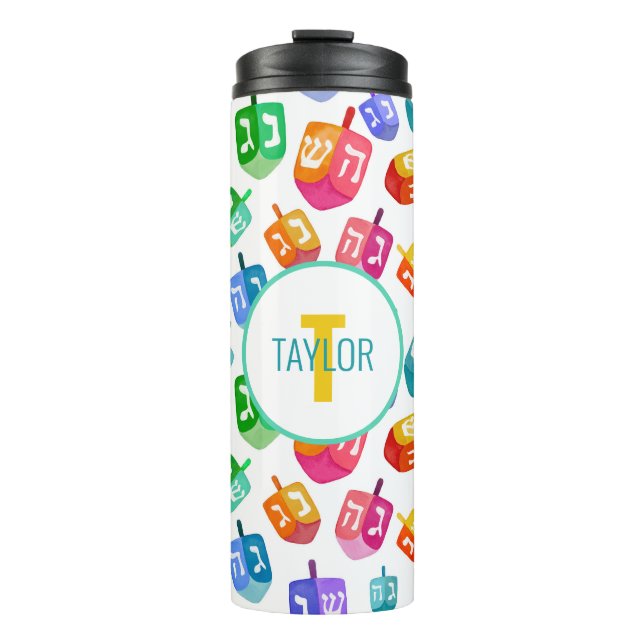 Termo Hanukkah Dreidels vacaciones acuáticas con arcoiri (Anverso)